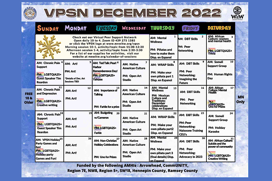 VPSN December 2022 Calendar